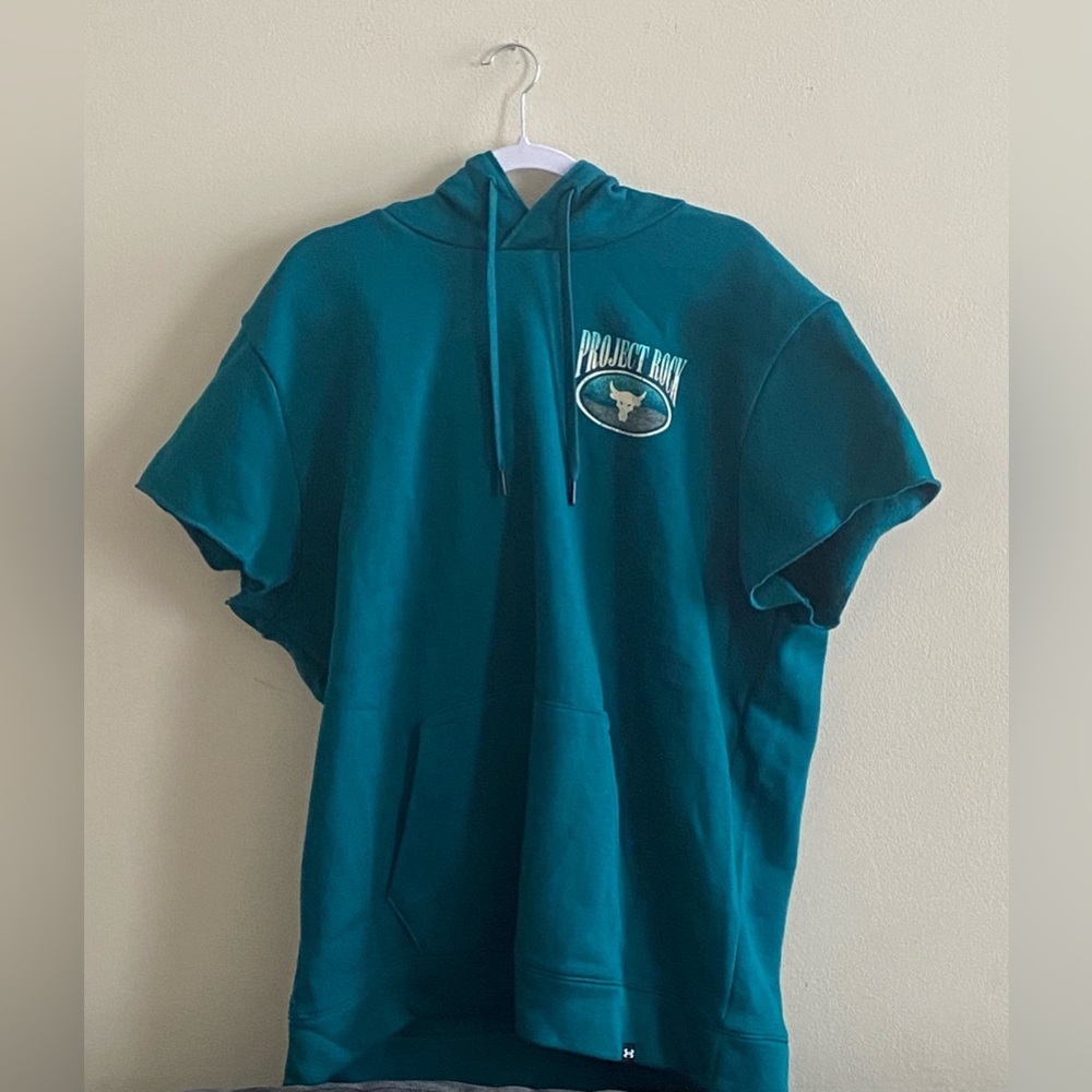 Under Armour Project Rock Short Sleeve Hoodie Hydro Teal